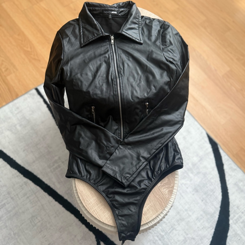 Fashion Nova Faux Leather Bodysuit